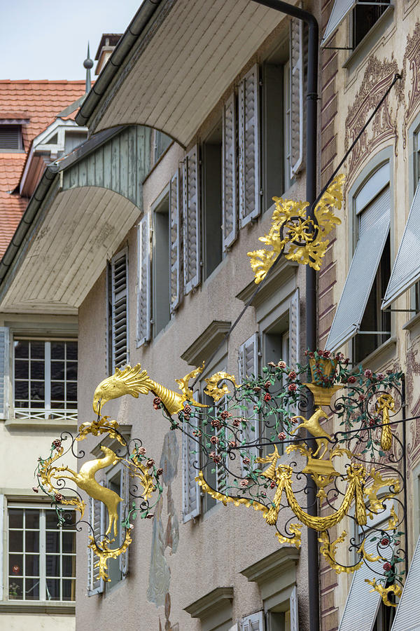Gilded Deer Sign Lucerne Photograph by Teresa Mucha