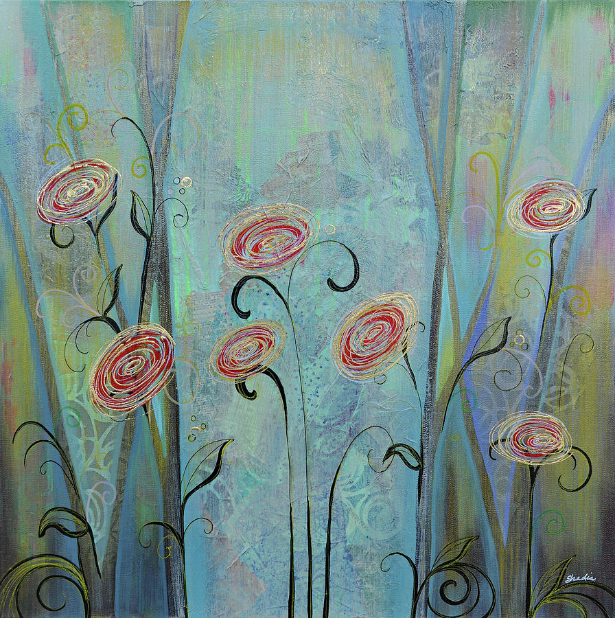 Gilded Poppies II Painting