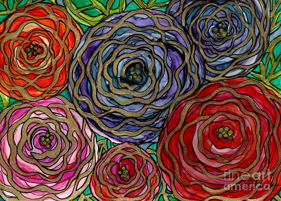 Gilded Roses Painting by Vicki Baun Barry