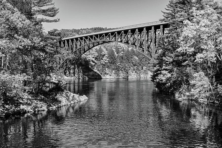 Gill MA French King Bridge Fall Foliage Erving MA Black and White Photograph by Toby McGuire