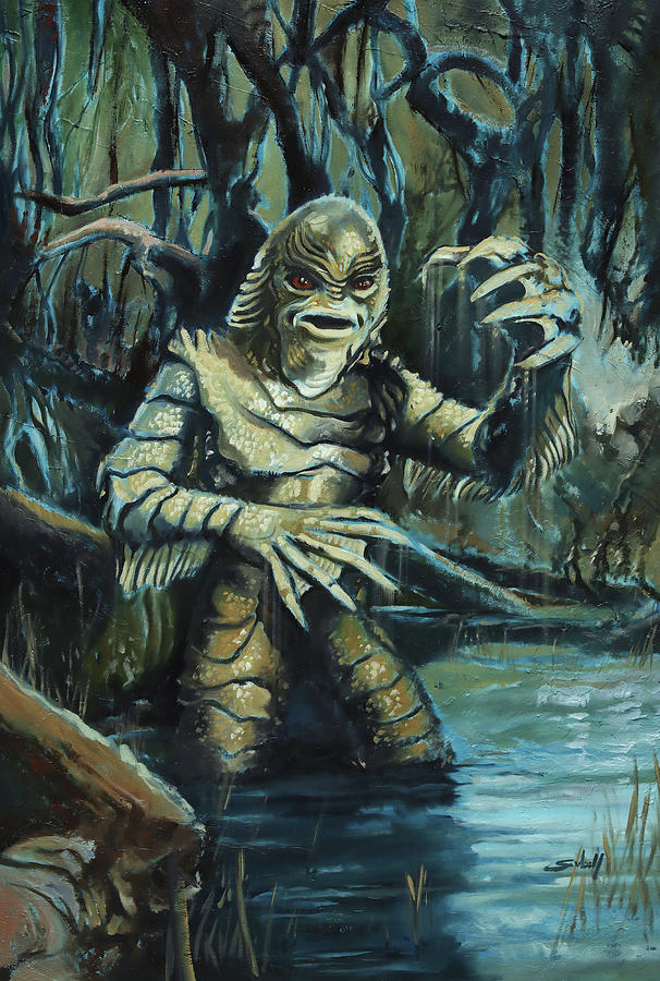 Gill-Man - Creature from the Black Lagoon Painting by Sv Bell