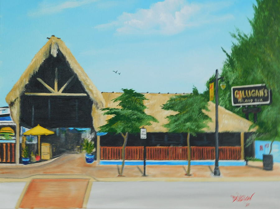 Gilligans Island Grill On Siesta Key  Painting by Lloyd Dobson