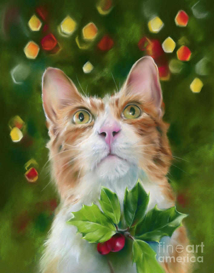 Ginger Cat Christmas Wonder Painting by MM Anderson