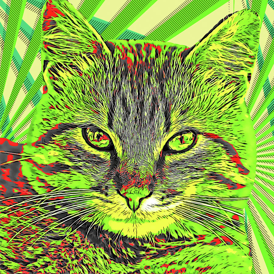 Ginger Cat - Modern Pop Color Painting by Custom Pet Portrait Art Studio