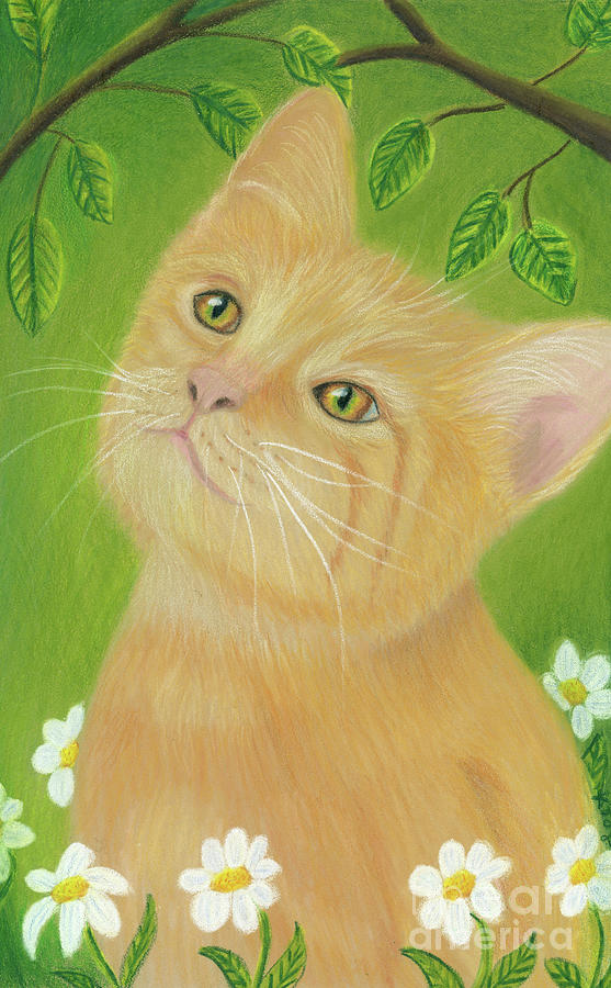 Ginger Kitty In The Garden Painting by Dorothy Lee