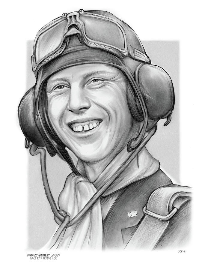 Royal Air Force Drawing - Ginger Lacey by Greg Joens