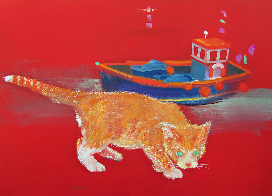 Ginger Tabby Cat Painting by Charles Stuart