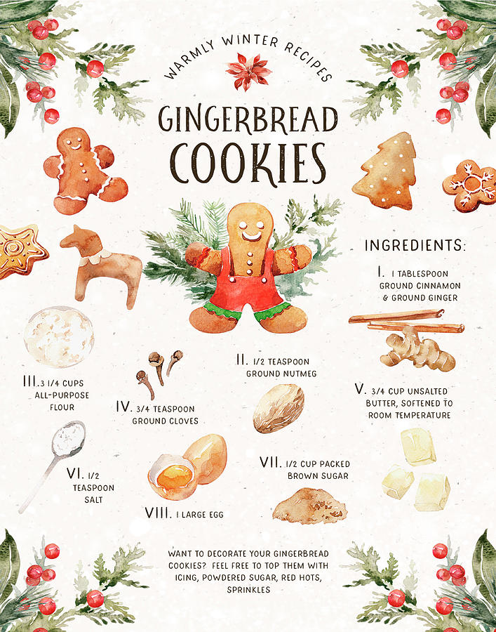 Gingerbread Cookie Recipe Mixed Media