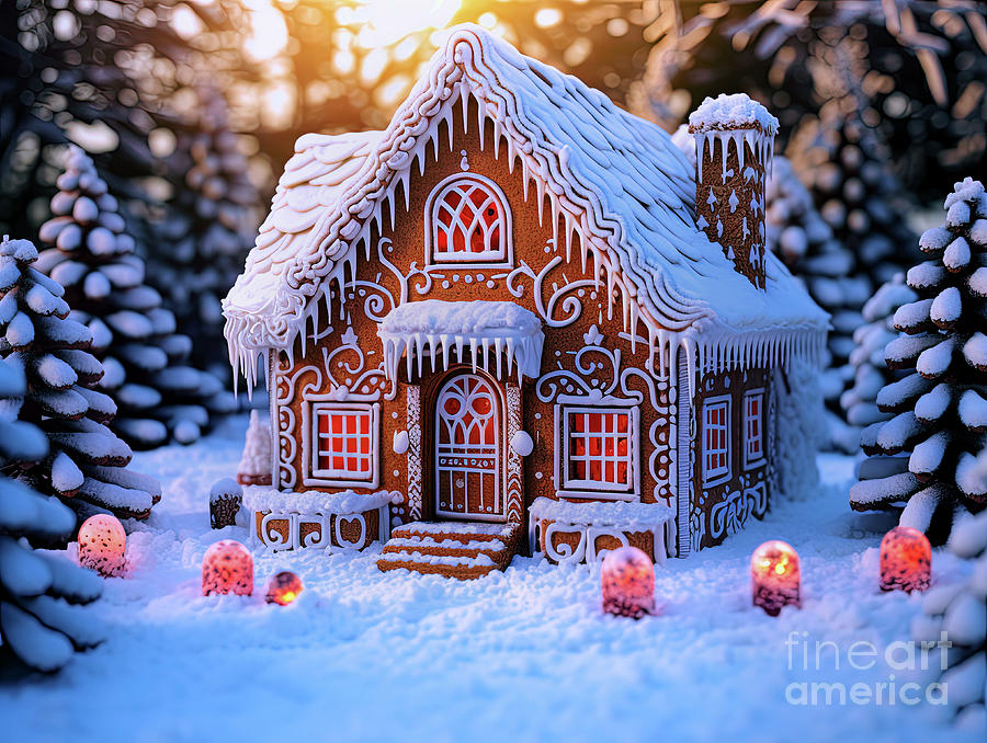 Gingerbread House 2  Digital Art by Elaine Manley