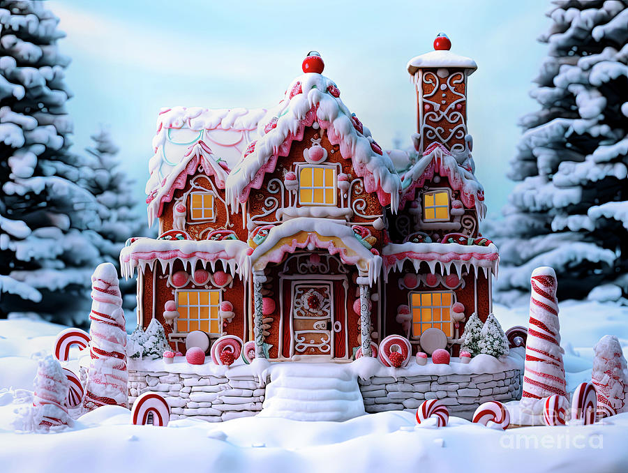 Gingerbread House 3  Digital Art by Elaine Manley