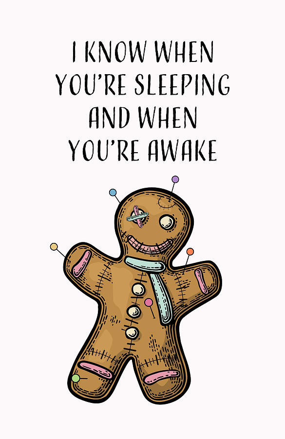 Christmas Digital Art - Gingerbread Man Voodoo Doll Greeting Card by Ink Well