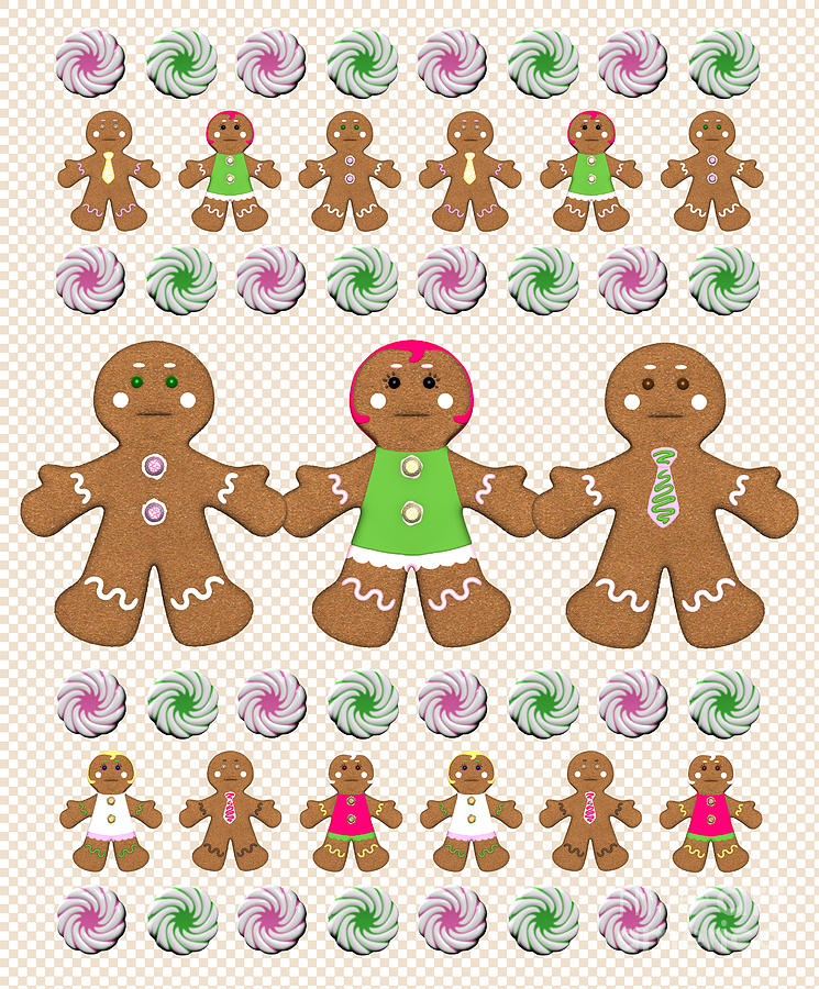 Candy Digital Art - Gingerbread People Cookies by Two Hivelys