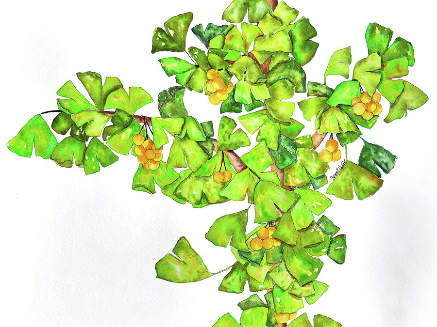 Nature Painting - Gingko by Simone Hester