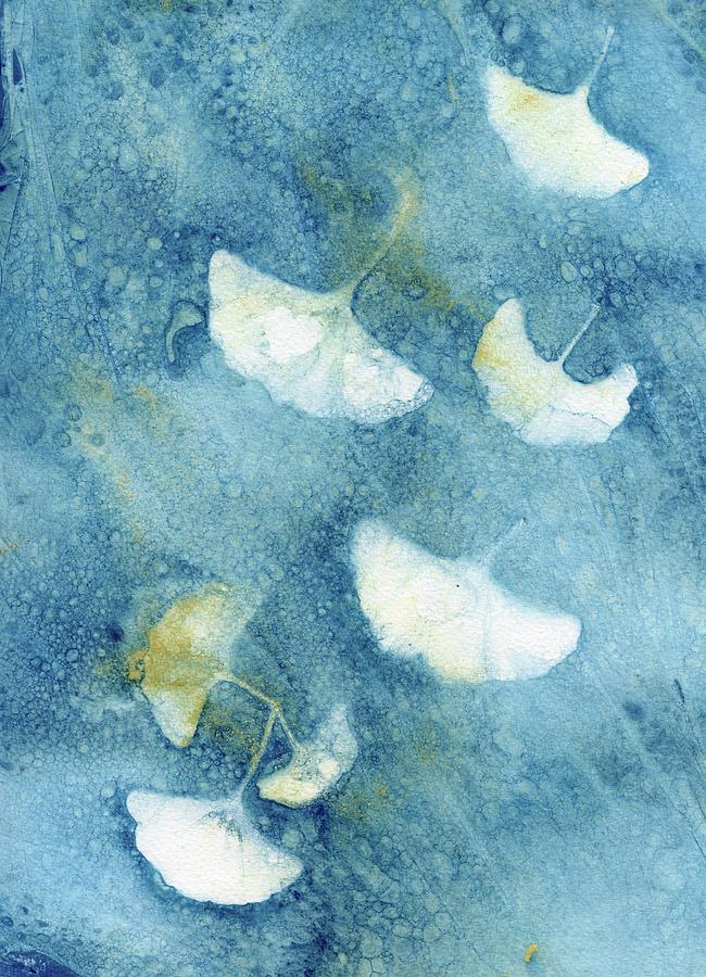 Ginkgo Biloba Leaf Cyanotype Photograph by Jane Linders