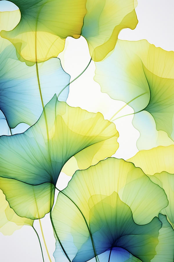 Ginkgo Biloba Leaves Abstract Art Digital Art by Peggy Collins