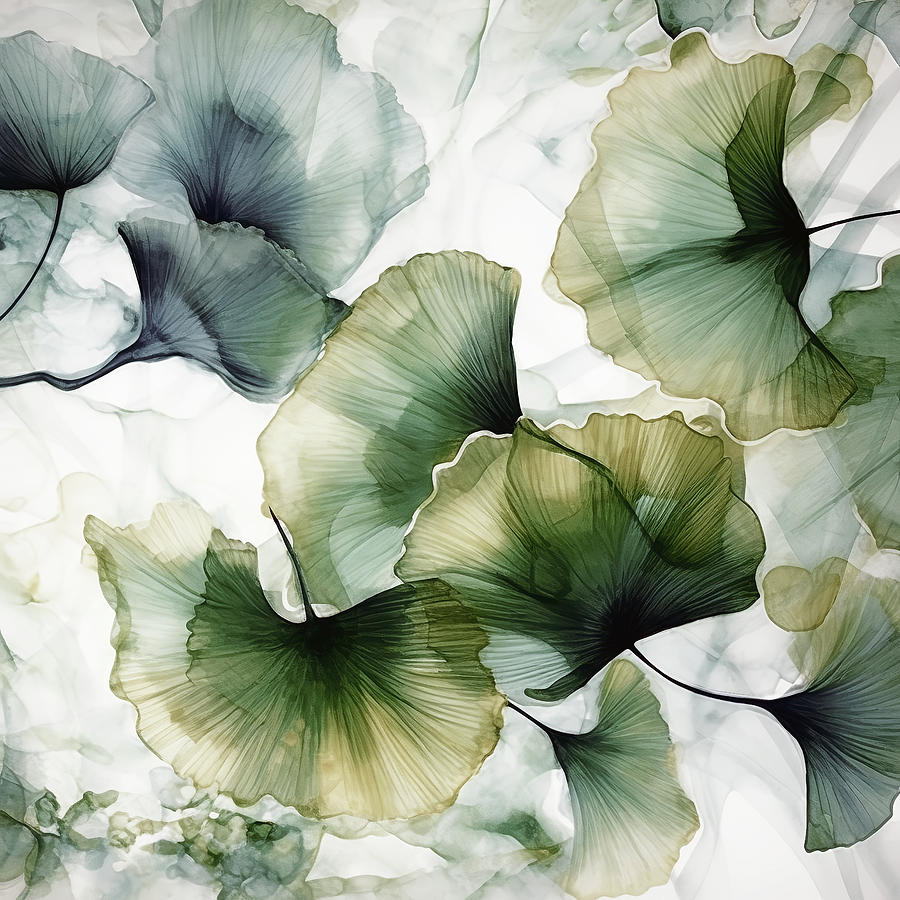 Ginkgo Biloba Leaves Abstract Digital Art by Peggy Collins