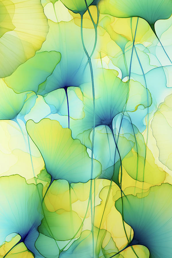 Abstract Digital Art - Ginkgo Leaves by Peggy Collins
