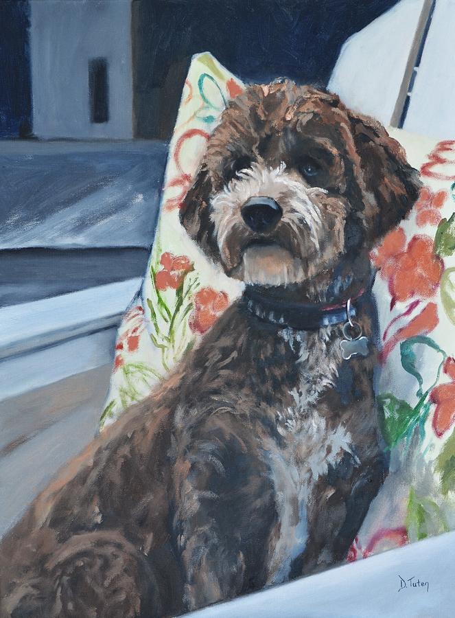 Gio the Cockapoo Pet Portrait Painting by Donna Tuten