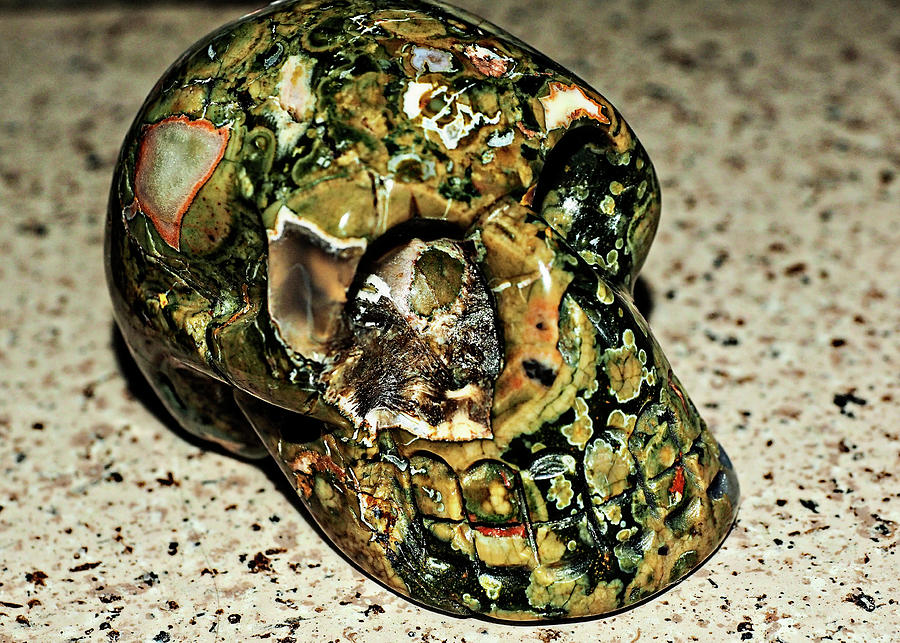 Gioia The Green Rhyolite Rainforest Jasper Crystal Skull Photograph