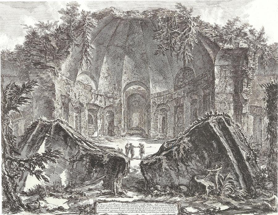 Architecture Digital Art - Giovanni Battista Piranesi Remains of the Temple of the God Canopus in the Villa Adriana by Celestial Images