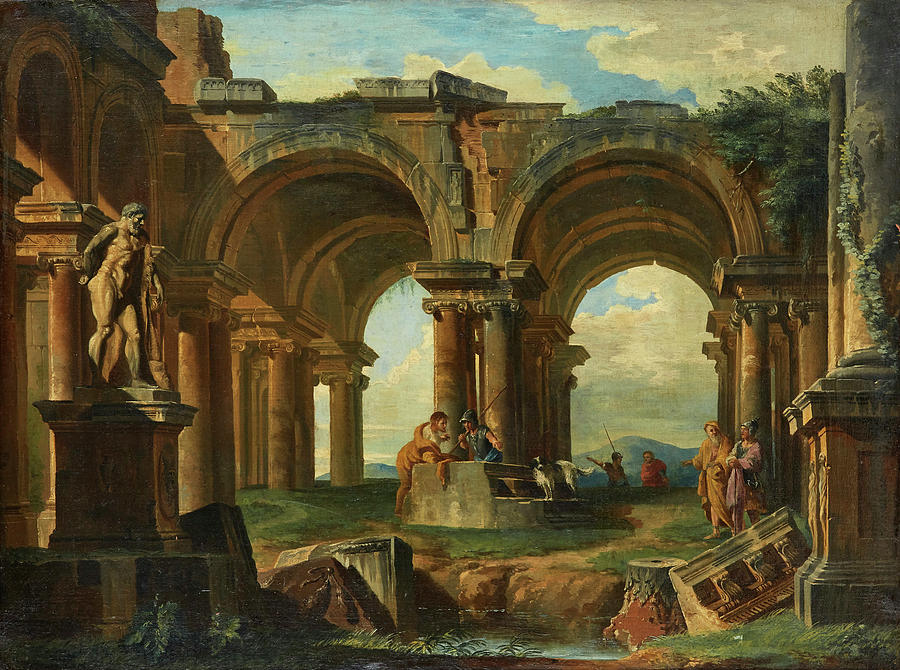 GIOVANNI PAOLO PANINI circle of 18th century Roman fantasy landscape ...