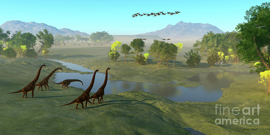 Giraffatitan Dinosaur Valley Digital Art by Corey Ford