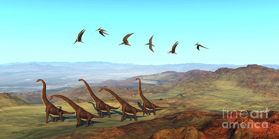 Giraffatitan Dinosaurs Digital Art by Corey Ford