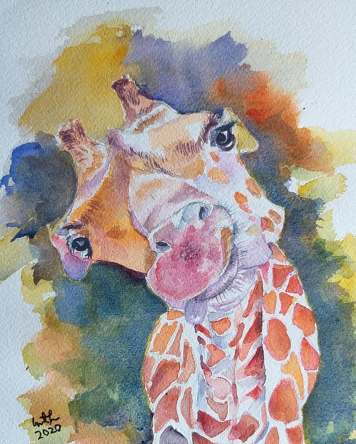 Giraffe, animal watercolor painting  Painting by Geeta Yerra