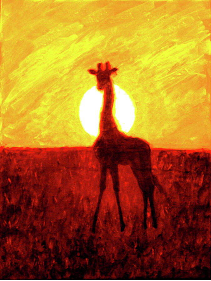 Giraffe at Sunset Painting by Angela Brunson Giraffe at Sunset Painting by Angela Brunson