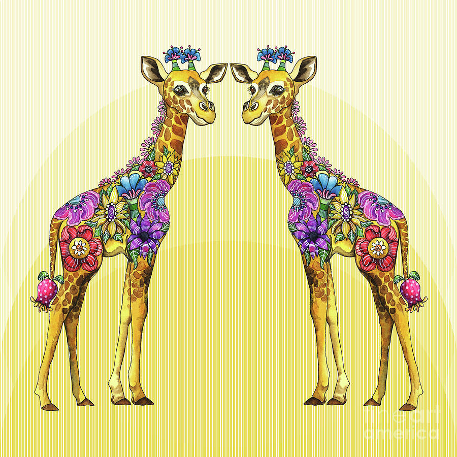 Giraffe Friends Painting by Shelley Wallace Ylst