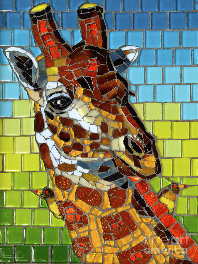 Giraffe Glass Mosaic Painting by Cynthie Fisher