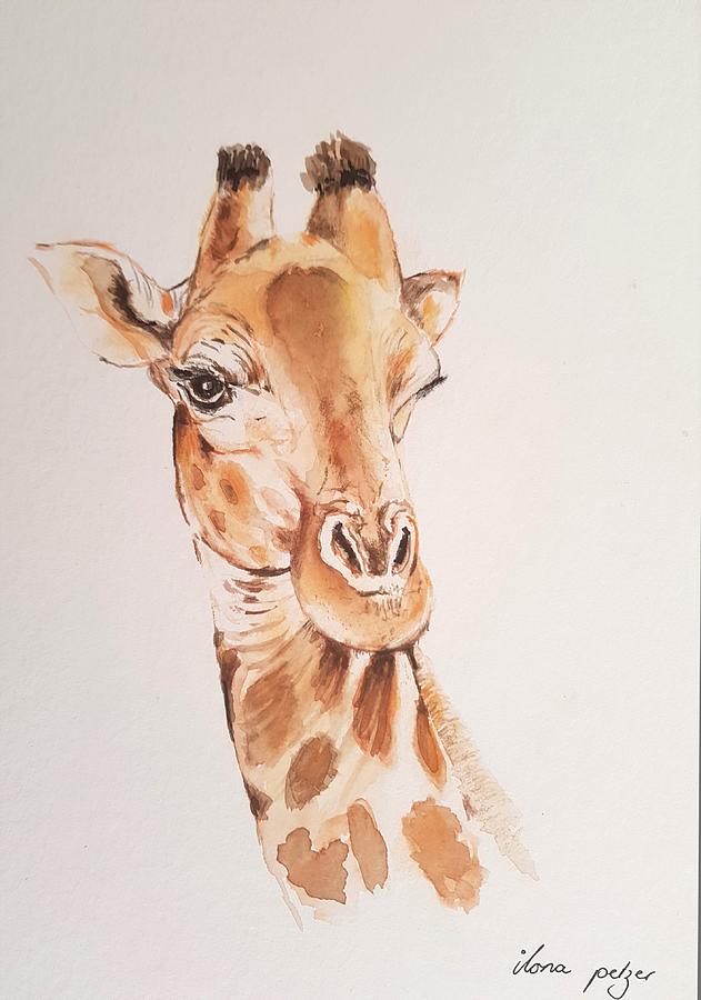 Giraffe Painting by Ilona Petzer