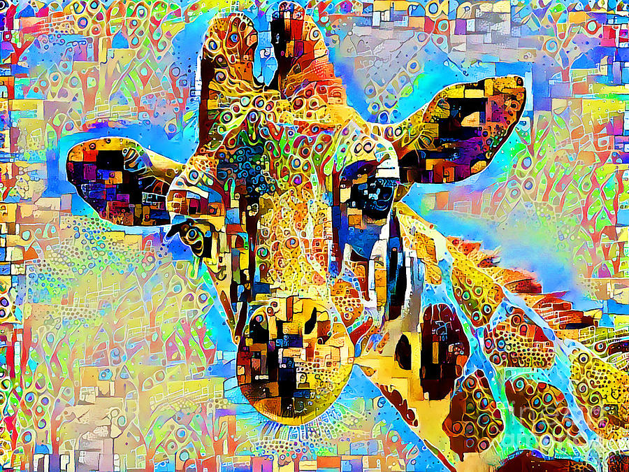 Giraffe in Contemporary Vibrant Happy Color Motif 20200502 Photograph by Wingsdomain Art and Photography