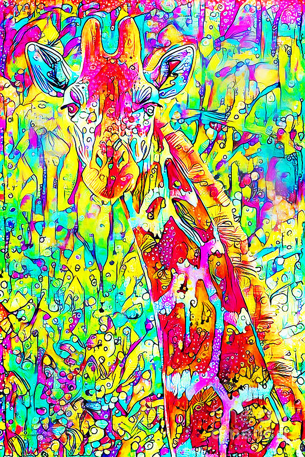 Giraffe in Contemporary Vibrant Happy Color Motif 20200512 Photograph by Wingsdomain Art and Photography