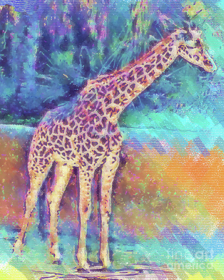 Giraffe In Pastel Digital Art by Kirt Tisdale