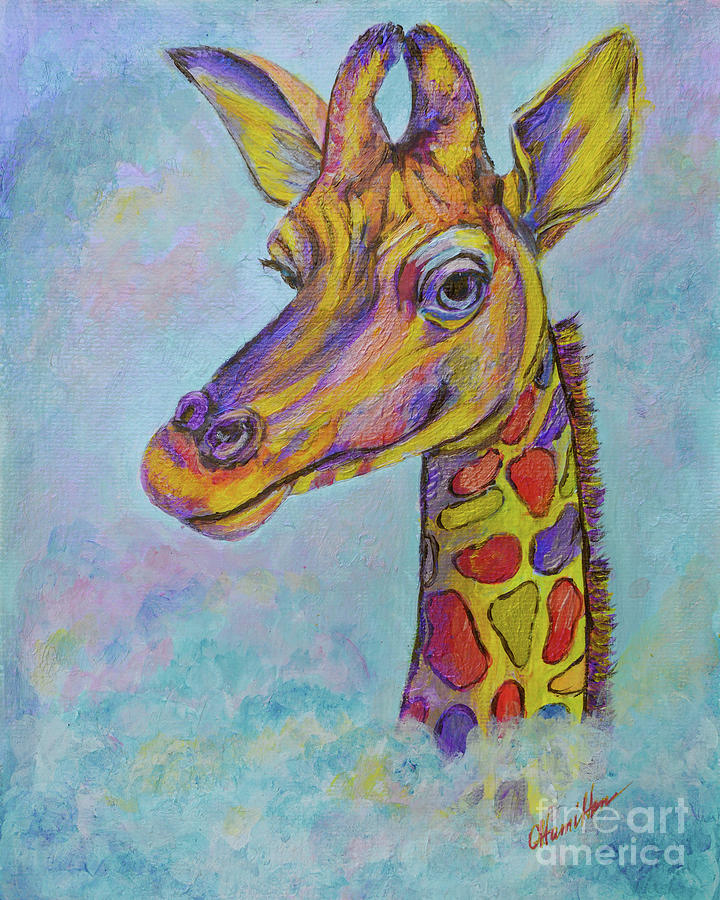 Giraffe in The Clouds Painting by Olga Hamilton