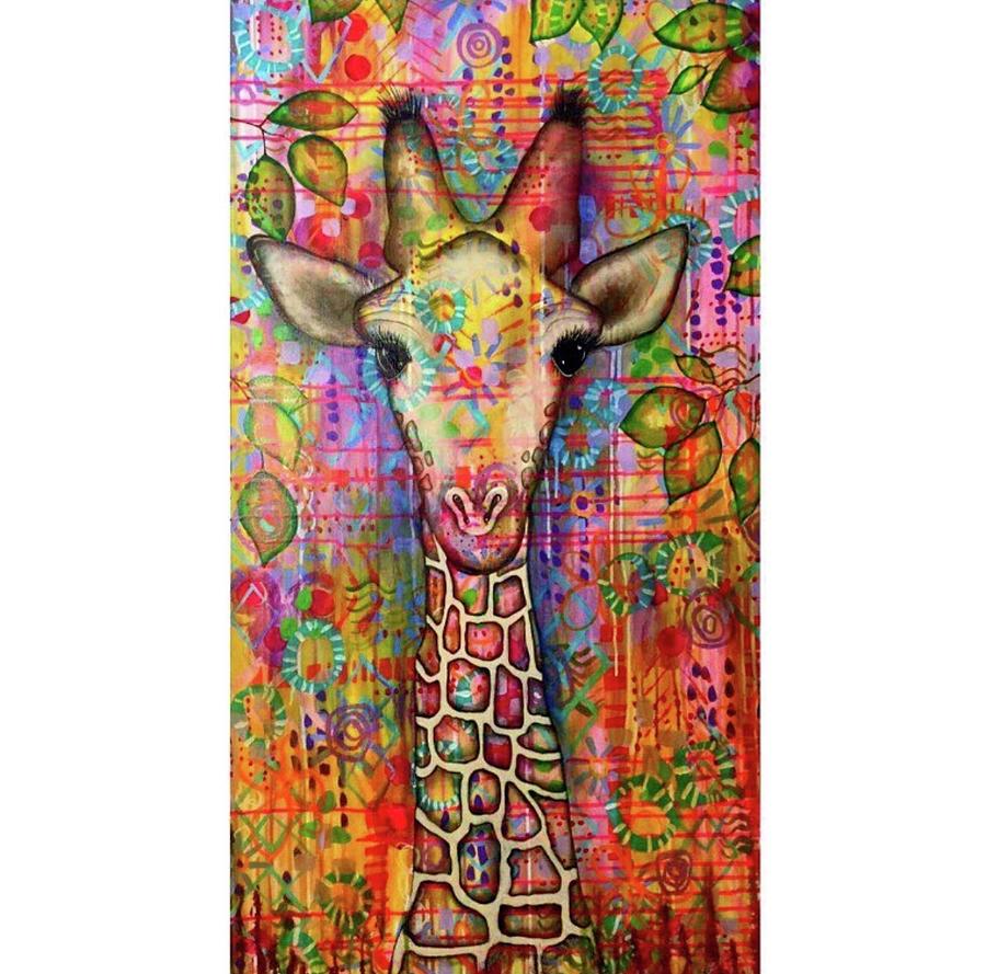 Giraffe Painting by Janet Skates