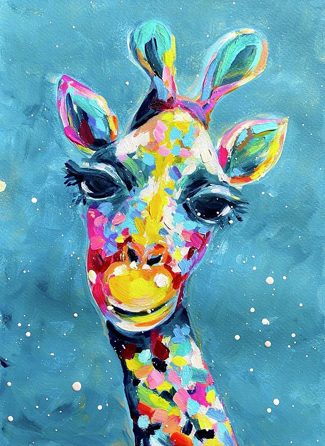 Giraffe in Color Painting by Meenakshi Sinha - Fine Art America