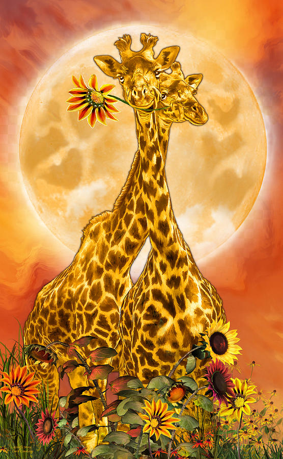 Giraffe Moon Mixed Media by Carol Cavalaris