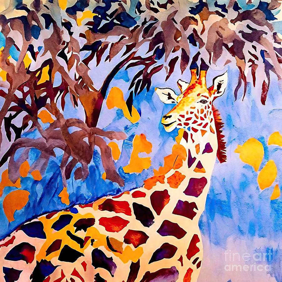 Giraffe Painting - Giraffe  by N Akkash