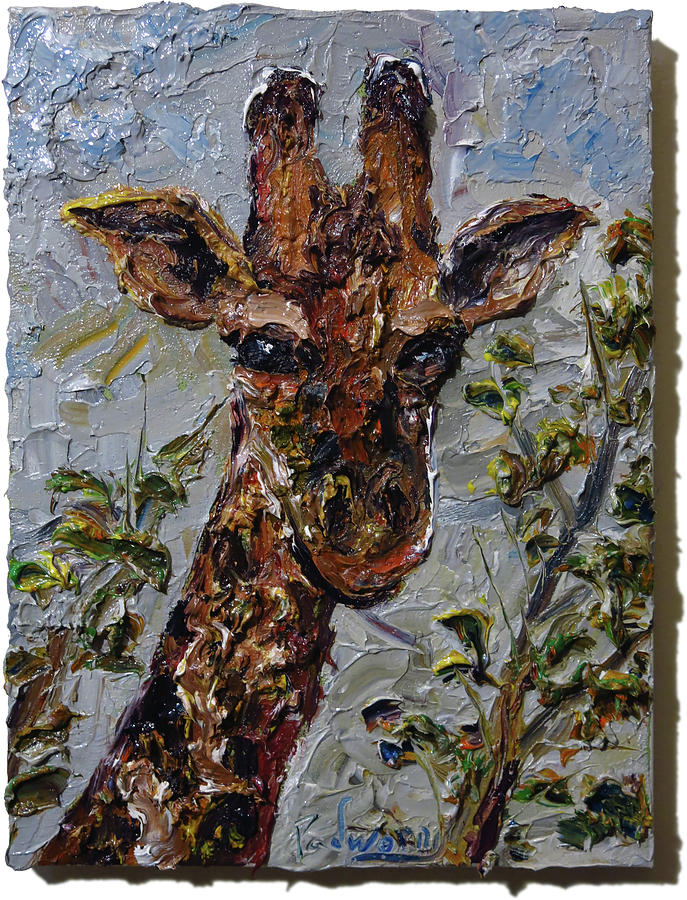 Giraffe oil painting-animal giraffe wall art-museum art deco-picasso  warhol-contemporary- surrealism Painting by David Padworny - Pixels