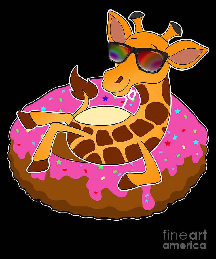 Giraffe On Donut Sunglasses Pool Party Summer Gift Digital Art By Muc Designs