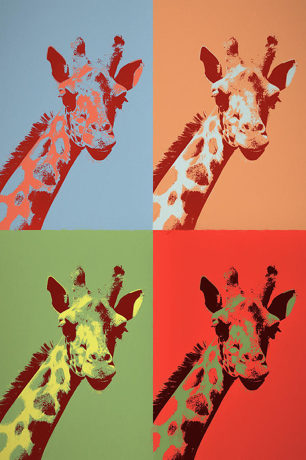 Giraffe Pop Art Mixed Media by Dan Sproul