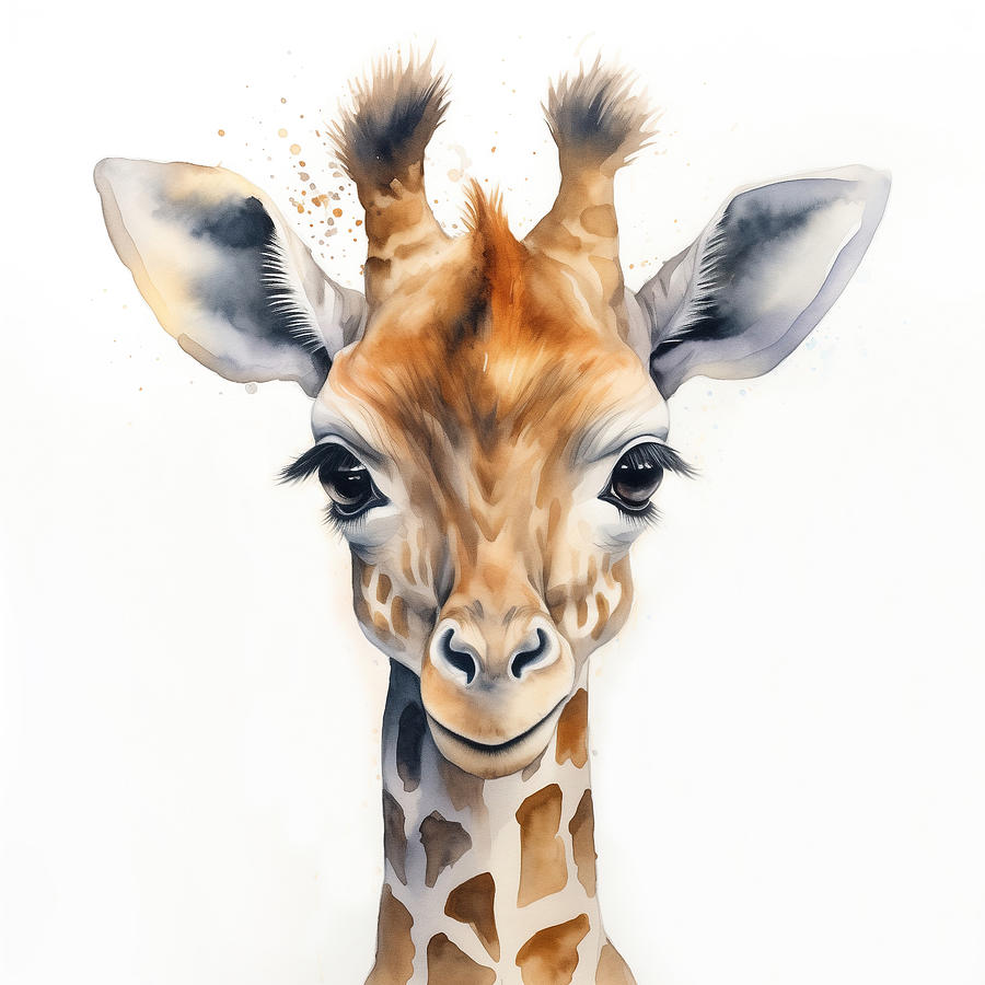 Giraffe Portrait Close Up Digital Art by Athena Mckinzie