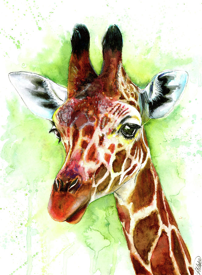 Giraffe Painting by Sarah Lake - Fine Art America