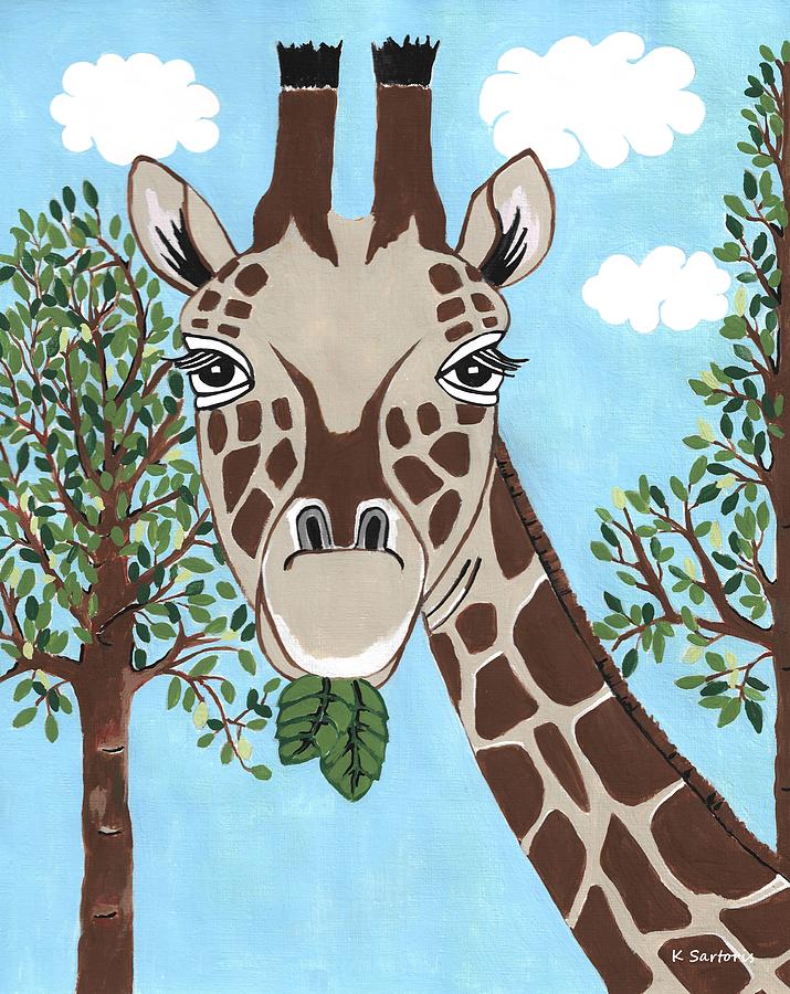 Giraffe Snack Painting by Kathleen Sartoris - Fine Art America