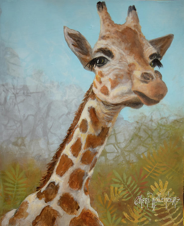 Giraffe Starts With a G by Cheri Wollenberg Painting by Cheri Wollenberg