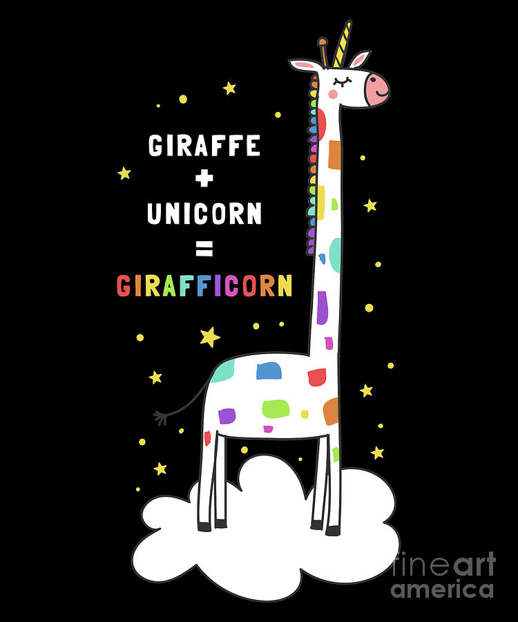 Giraffe Unicorn Girafficorn Print Drawing by Noirty Designs | Fine Art