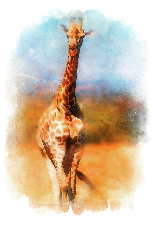 Giraffe Watercolor - 03 Painting by AM FineArtPrints