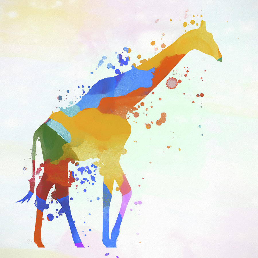 Giraffe Watercolor Splash Painting by Dan Sproul